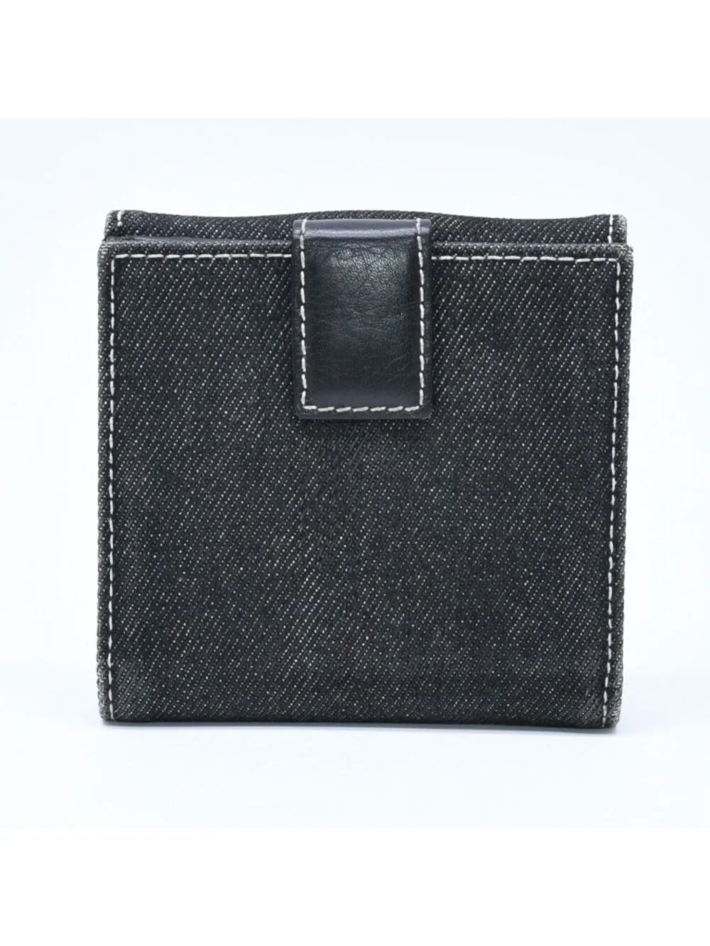 Dior Logo Button Bifold Wallet Denim Black Gray